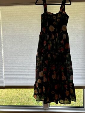 Mariposa Women’s Black Floral Sundress with Straps NWT